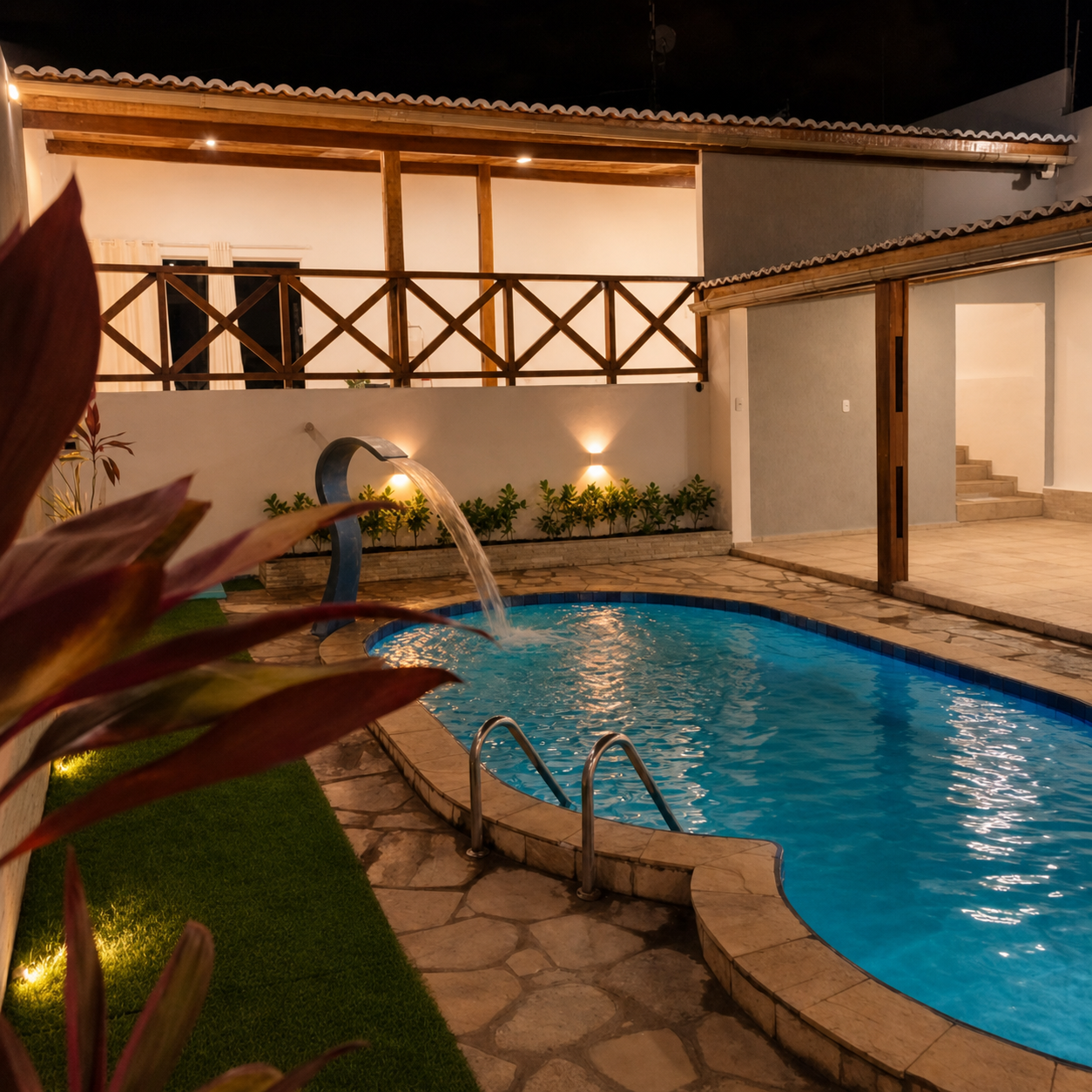 Piscina e área de lazer da Mega Recepções